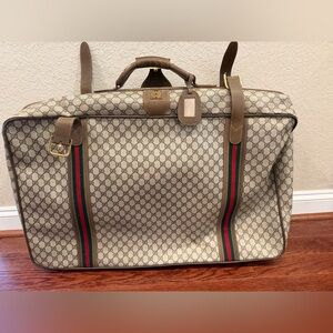 Vintage Gucci Web Brown Monogram Luggage